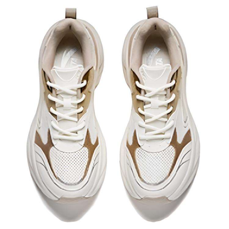 New Anta Cloud Rising Abrasion Resistant Breathable Low top Chunky Sneakers Women's Ecru Gold 122538882-2