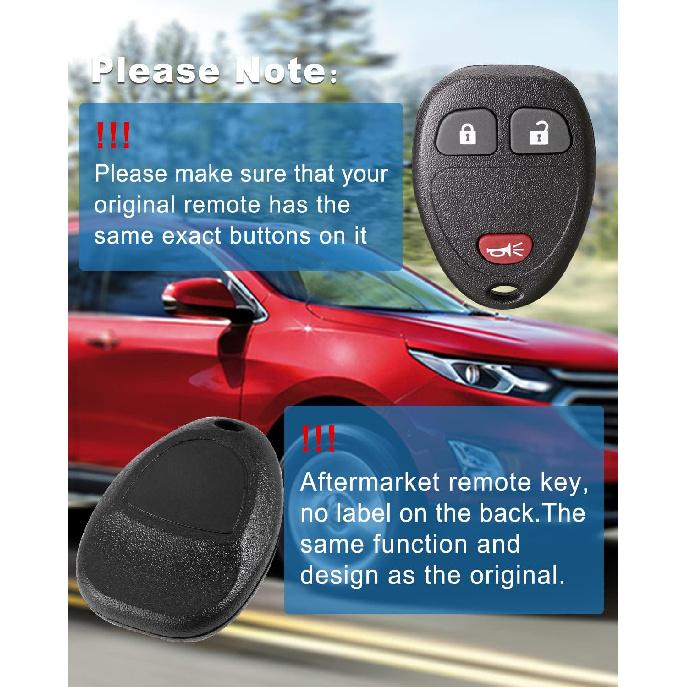 2-Pack Key Fob Replacement for Chevy Silverado 1500 2500 3500,Traverse Tahoe Equinox Suburban,GMC Acadia Savana Sierra Yukon, Buick Enclave, Saturn