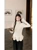 Women's Sweet Ruffle Long Sleeve High Neck Base Layer, 2025 Autumn/Winter Slimming Top