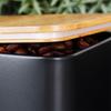Black Metal Bamboo Bread Bin Kitchen Container for Bread