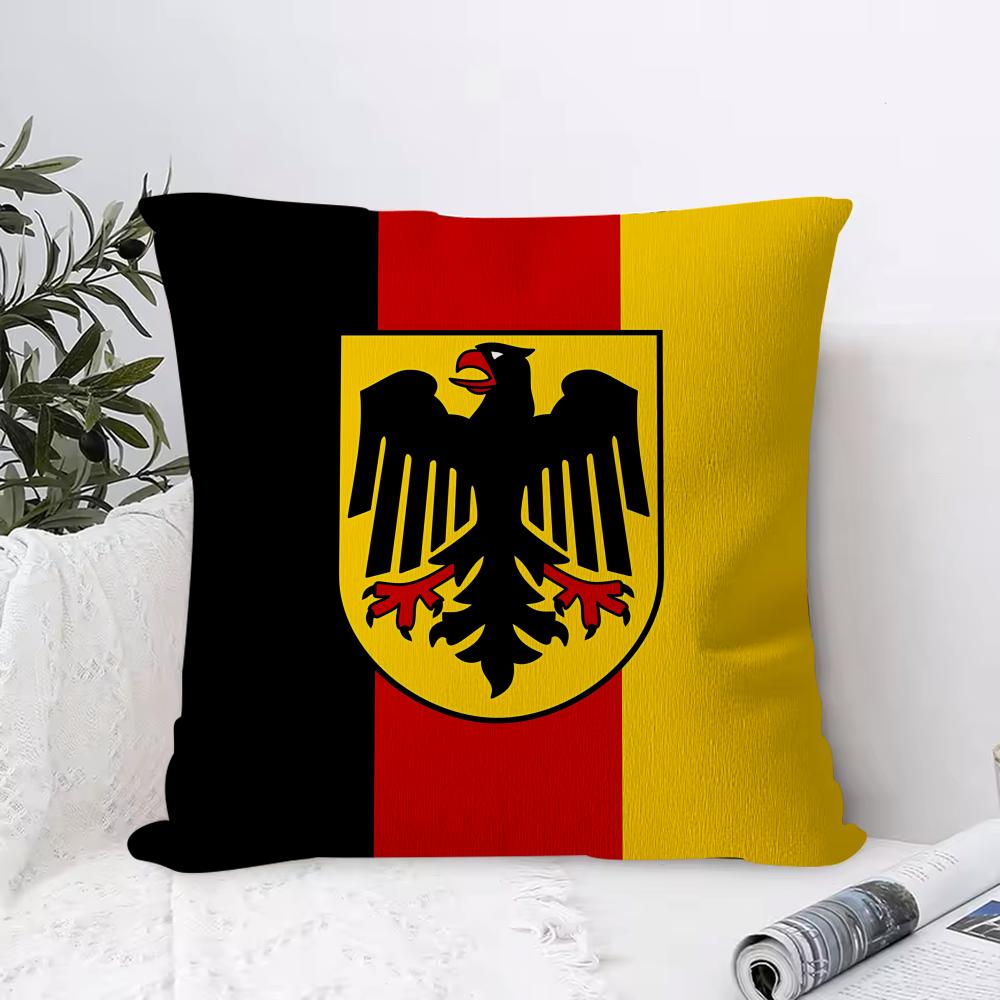 Germany Ger Flag Cushion Cover 1 Piece Short Plush Pillowcase, Soft And Washable, Mostly Used For Sofa, Car