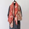 imitation cashmere maple leaf retro style advanced texture printing double-sided warm scarf shawl