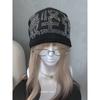 Anti-EMO fun emotional expression "the strongest" full drill fine flash black cold hat wool hat knitted hat