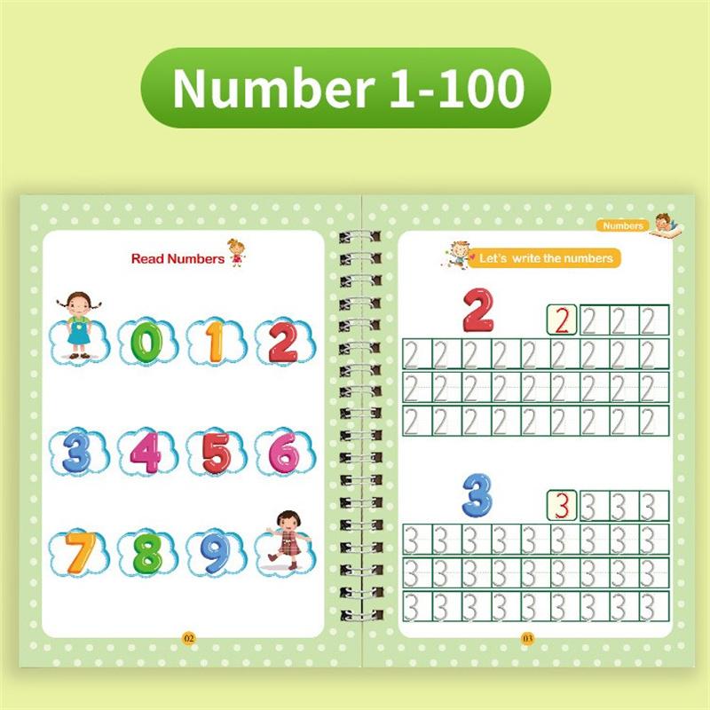 Grooves Writing Practice For Children Handwriting Practice Copybook Set,Reusable Practice Book For Preschool Age 3-5