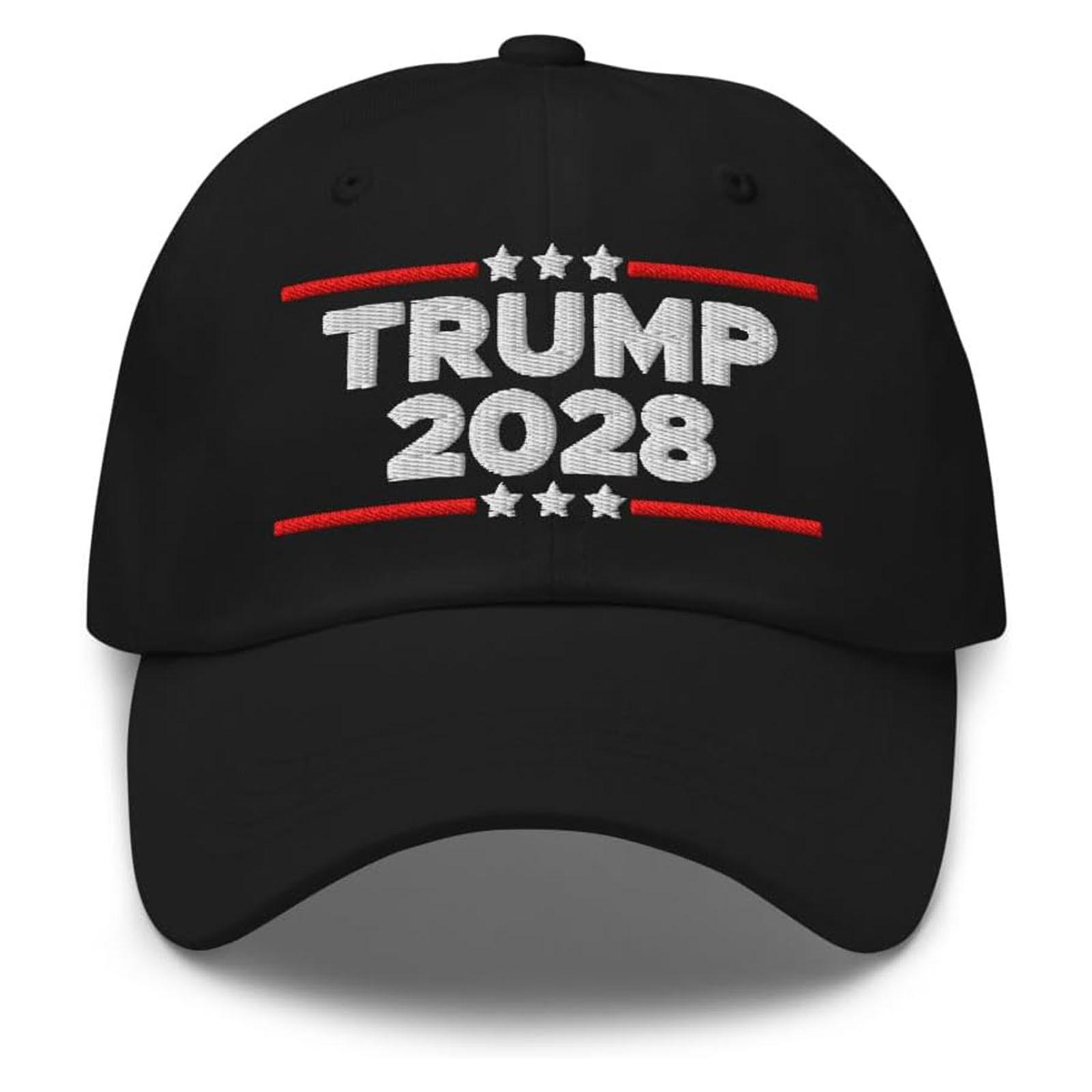 

Модная мужская и женская бейсболка Trump Foil Print 2028 года с регулируемой высотой One Size чёрный