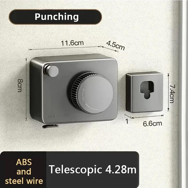 

Выдвижные вешалки для одежды Невидимые бельевые веревки Проволока для сушки одежды из нержавеющей стали Вешалка для балкона Аксессуары для ванной комнаты серый