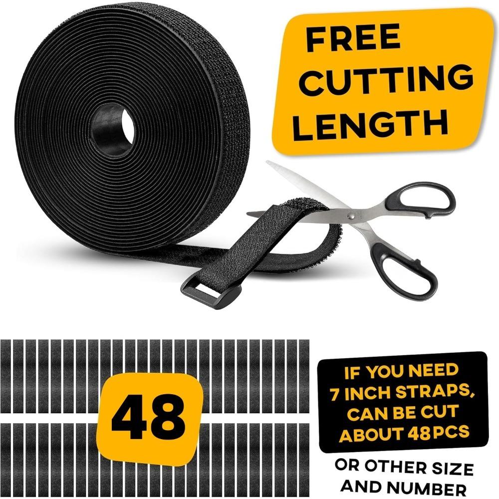 Reusable Nylon Fastening Cable Ties Hook Loop Adjustable Self-Adhesive Securing Strap Fastener Tape Cable Cord Management