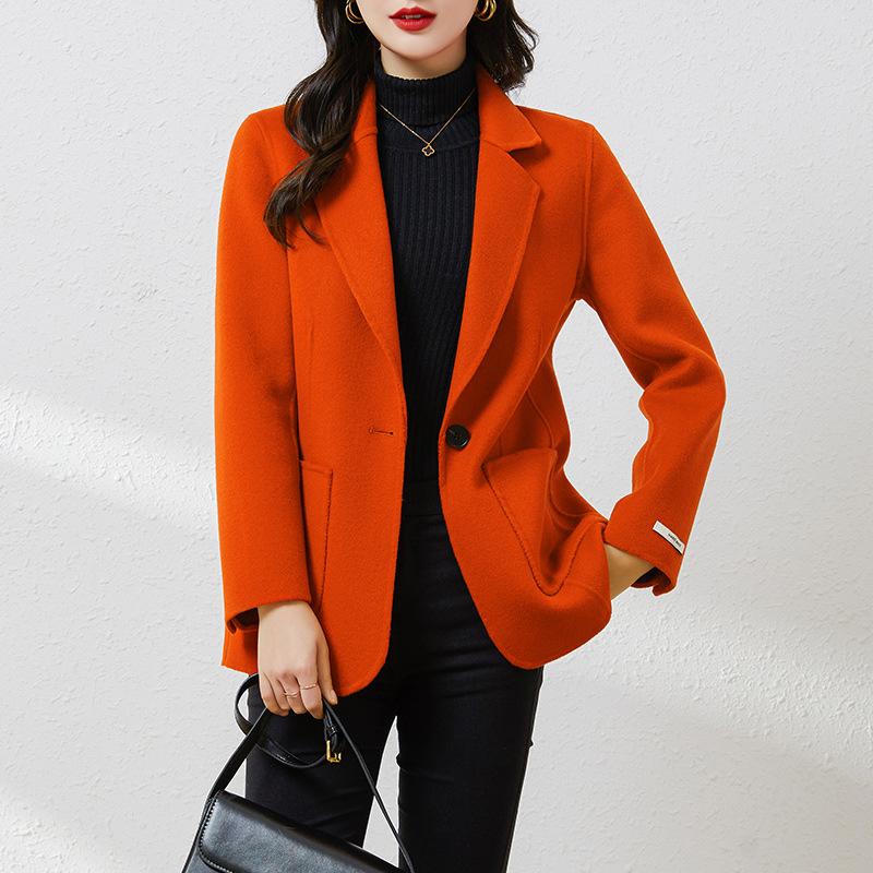 Autumn New Double-sided Wool Short Small Suit Coat Slim-fitting High-end Small Woolen Coat Women