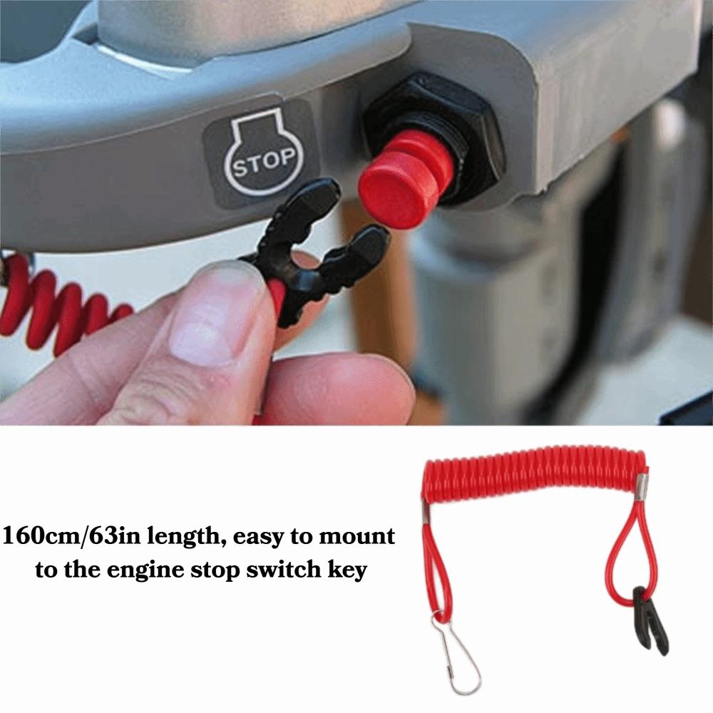 2PCS Red Marine Outboard Kill Switch Safety Lanyard Stop Switch Lanyard  Bike Usage