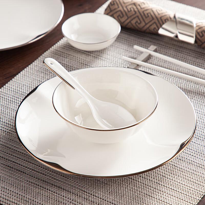 DUPONT Minimalist Pure White Bone China Dinnerware Set