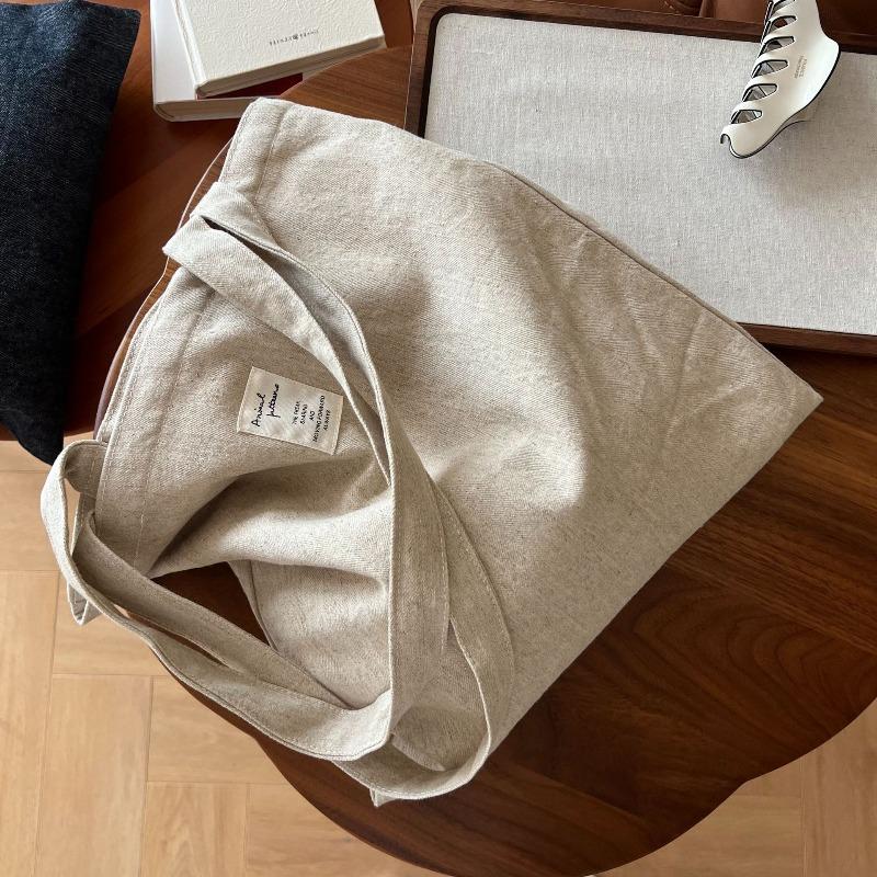 [Suxi cloth bag] Denim shoulder canvas bag texture literary retro polka dot striped versatile book bag large capacity