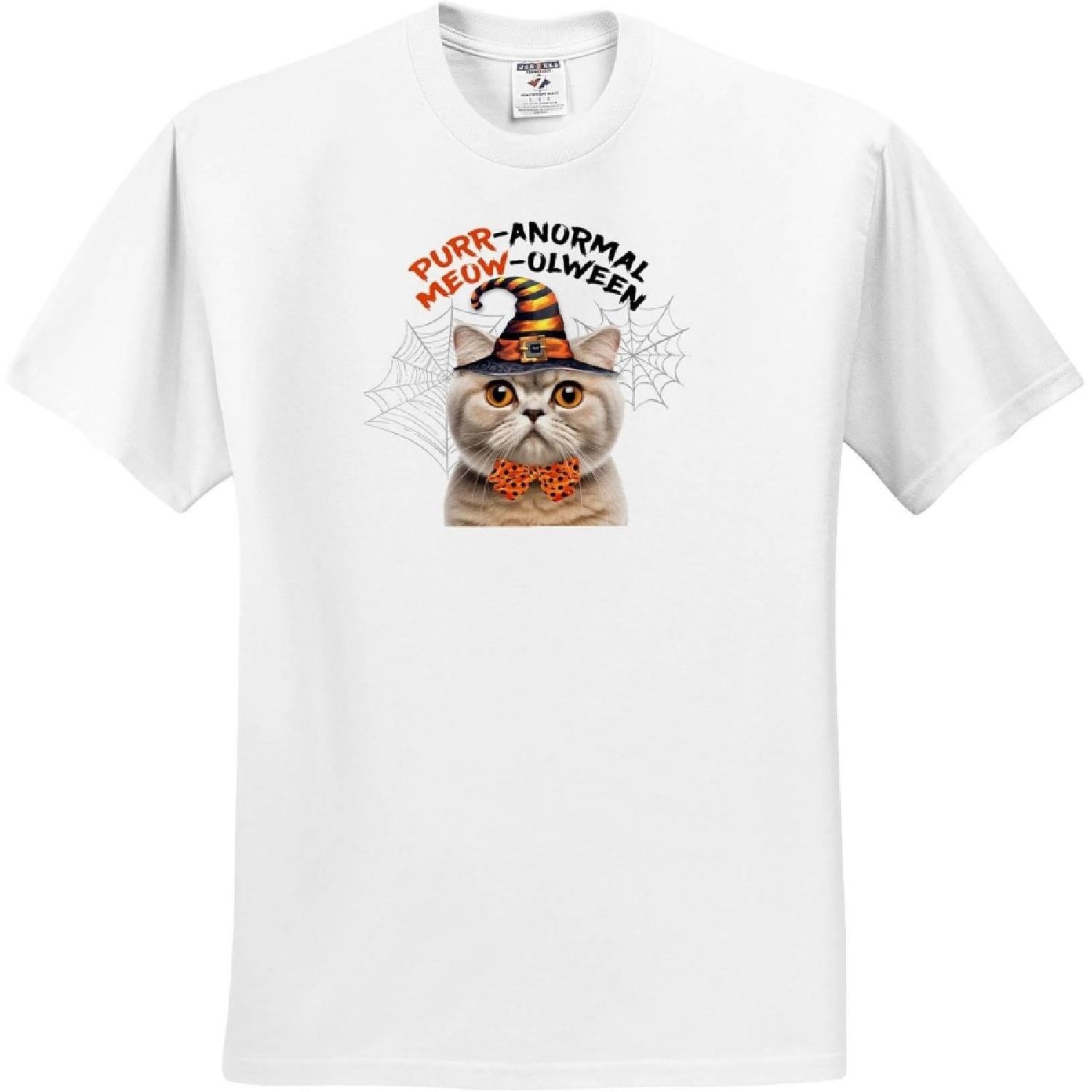 3dRose, Cute Cream Colored Scottish Fold Cat is a Wizard for Halloween, T-Shirt S