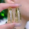 S Silver Needle Multi-layer Premium Rhinestone Earrings New Light Luxury Temperament Versatile Round Face Skinny Earrings Earrings Women