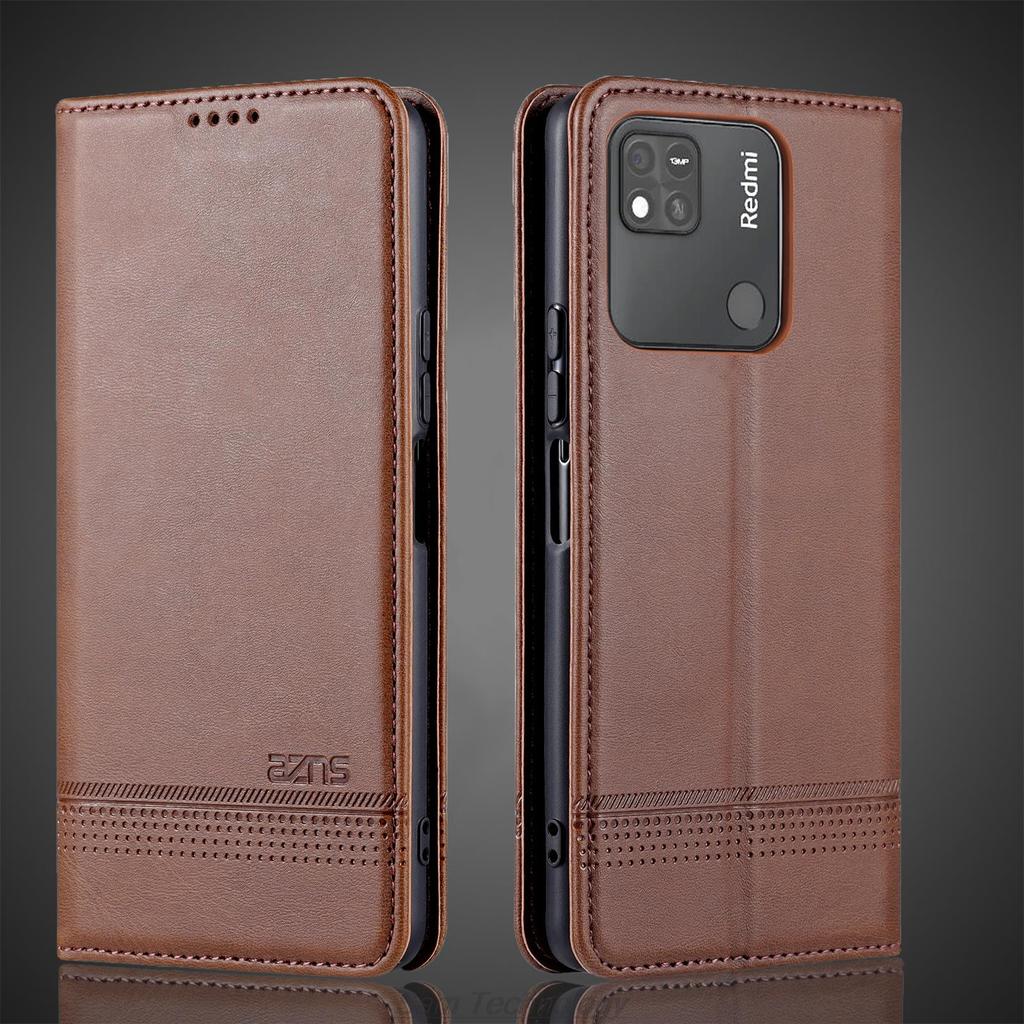 Luxusní kožené pouzdro s magnetickou adsorpcí pro Xiaomi Redmi 9C / Redmi 9C NFC Flipové pouzdro Ochranné pouzdro Capa Fundas Coque