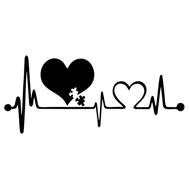 16.6Cm*7.2Cm Autism Heart Beat Lifeline Creative Car Decals Car Window Personality Decorative Accessories Car Styling Decals