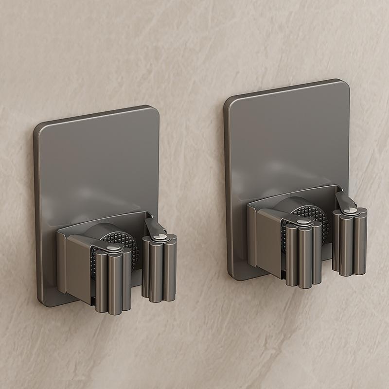 304 Stainless Steel Mop Holder Wall Mounted Adhesive Multi-Purpose Hooks Household Storage Organizer Rack Broom Hanger Stick