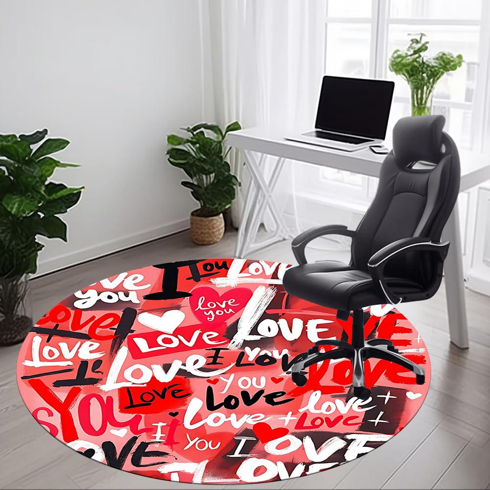 1PC Love, valentine's day Chair Carpet for Office, Indoor Non-Slip Washable Carpet, Soft Comfortable Mat For Office Room yy250930156