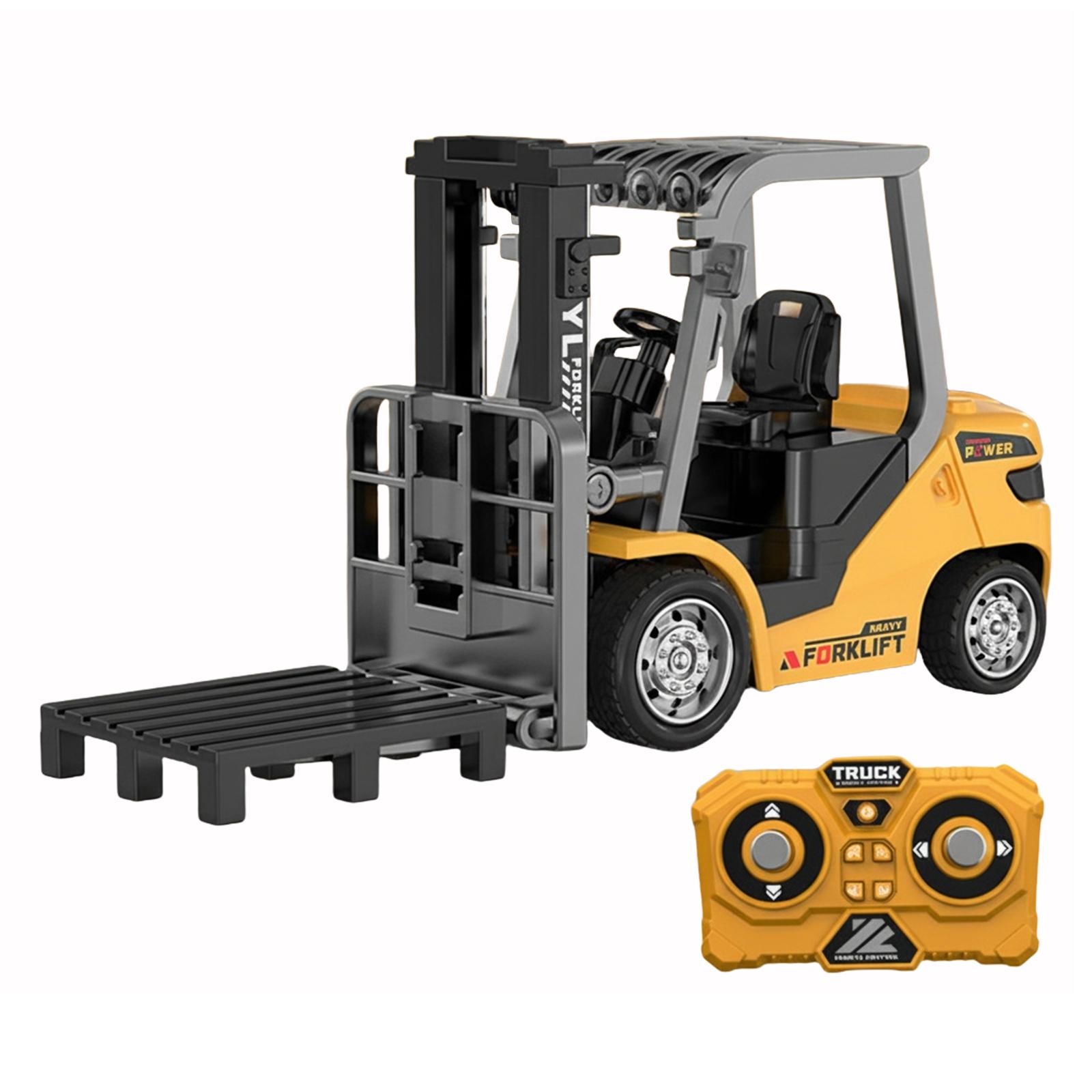

Mini Rc Truck Forklift 1/64 Alloy Diecast With Trailer Remote Control Desktop Cars For Boys Liftable Electric Excavator Kid Gift