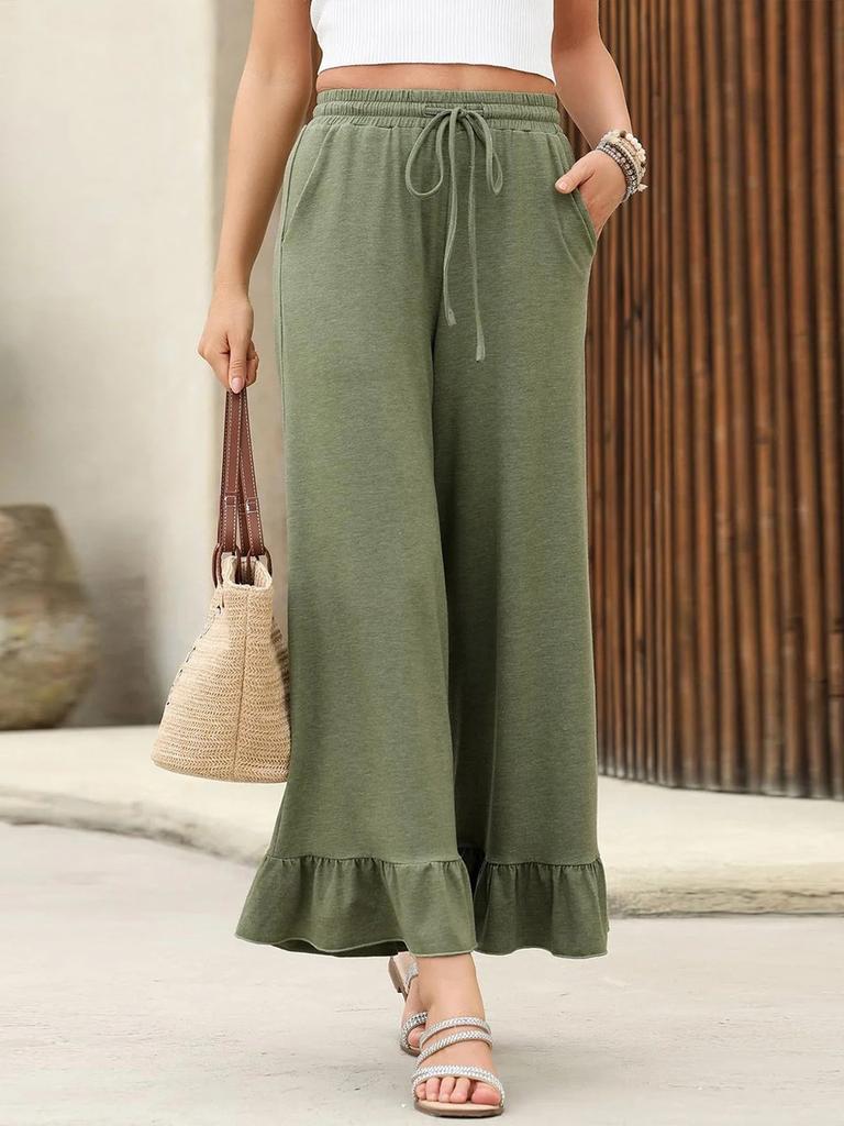 New Summer Leaf-Patterned Women's Nine-Tenths Pants, Thin Loose Casual Home Pants, Wearable Outdoors