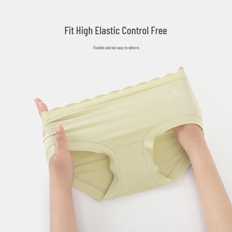 YOUNGYELL Women's Modal Seamless Mid-Waist 3-Pack Briefs with Antibacterial Cotton Crotch