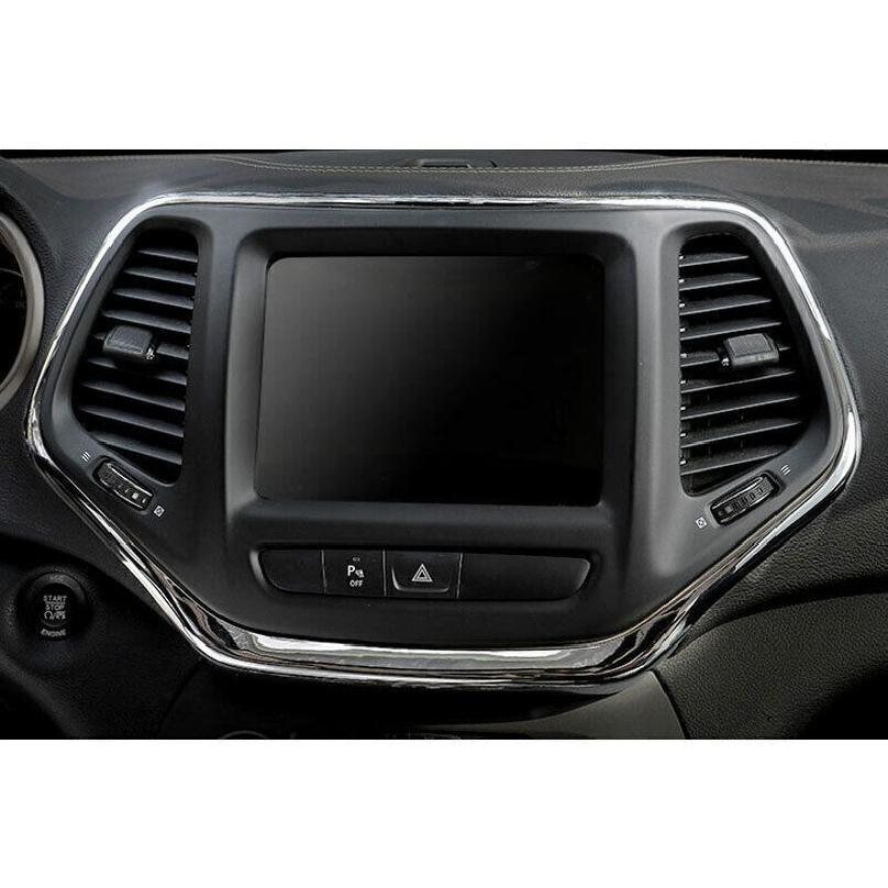 For Jeep Cherokee 14-2018 Bright Chrome Center Console Navigation Frame Trim
