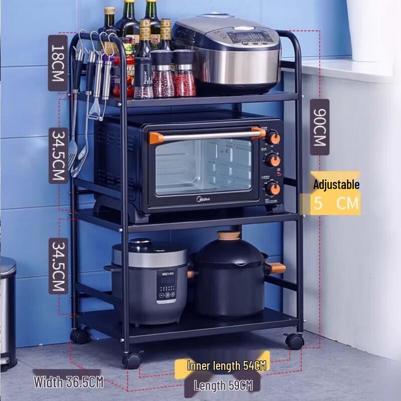 

Carbon Steel 3-Tier Kitchen Storage Rack for Microwave Oven