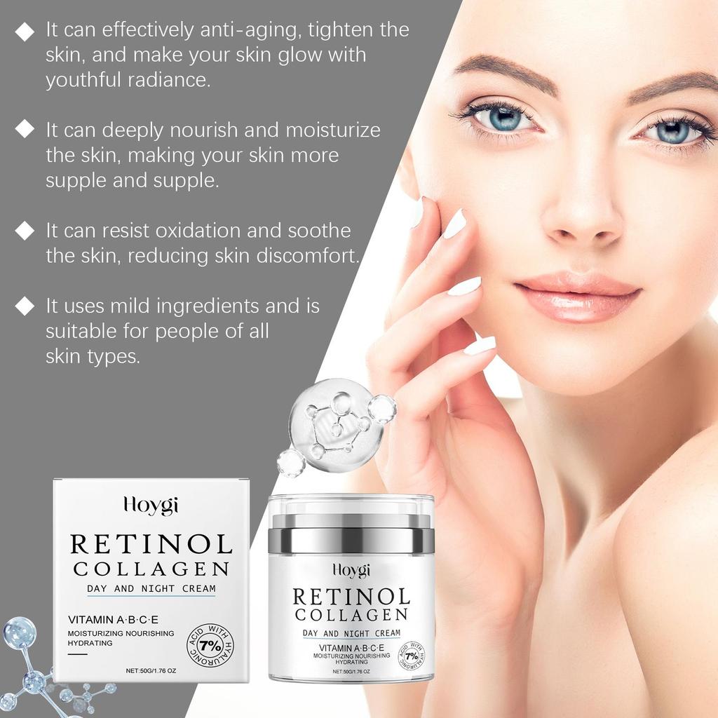 Retinol Anti-Aging Gesichtscreme Feuchtigkeitsspendend Kollagen Faltenentfernung Straffend Hautglättend Pflegend Glow Hautpflegecreme 50g