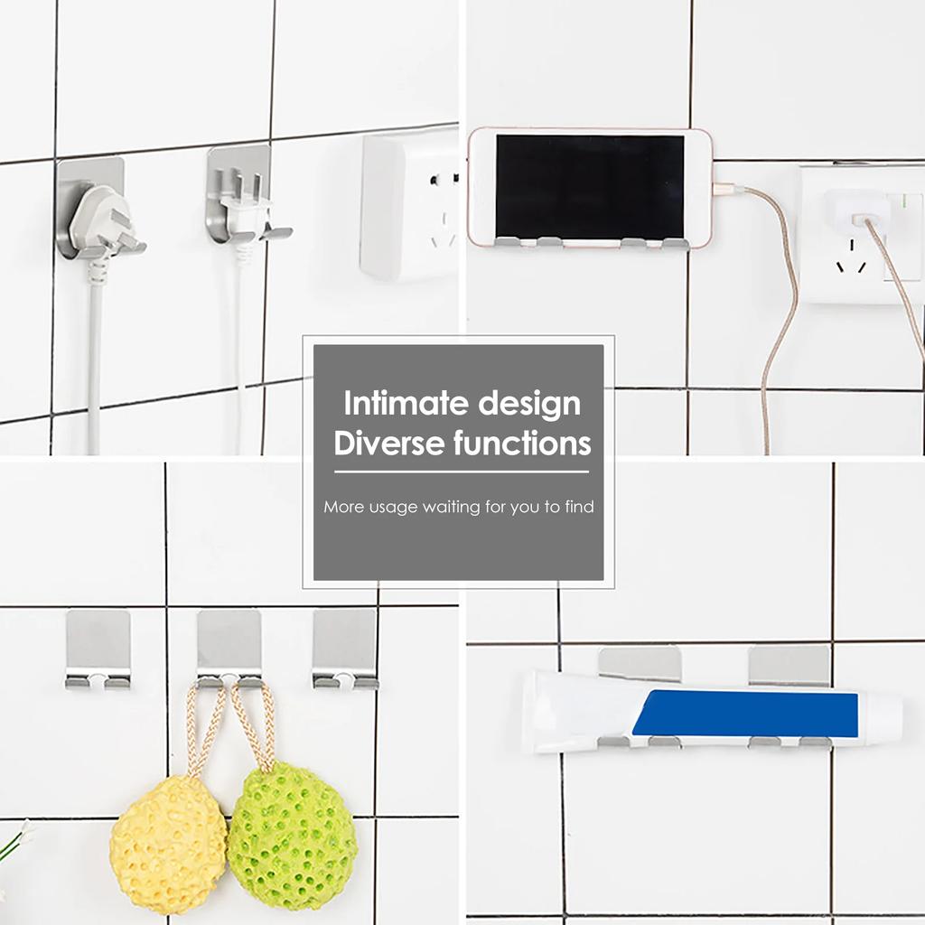 8pcs Razor Holder Stainless Steel Storage Hook Bathroom Razor Waterproof Wall Mounted Shelf Razor Holder Bathroom Accessories