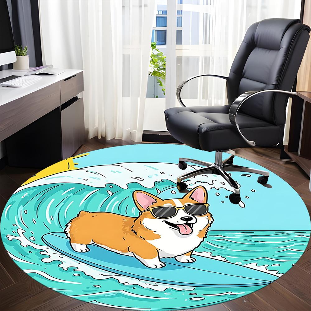 1pc Surfing Dog Chair Carpet for Office Non Slip, Lightweight, Machine Washable Rug for Office Holiday Decor