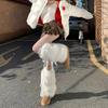 White Faux Fur Leg Warmers Boot Covers Y2K Goth Solid Leg Socks Punk Knee-Length  Warm Sock