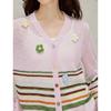INMAN Women's Rainbow Stripe Knit Cardigan