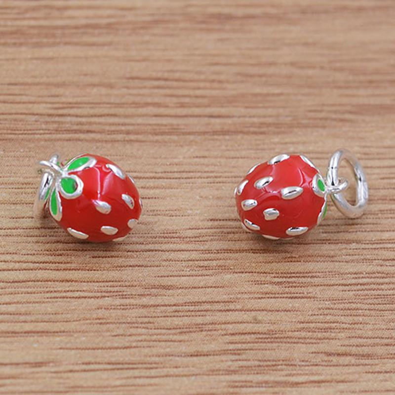 925 Sterling Silver Earring DIY Jewelry Accessories Small Red Pendant Base Charms for Woman Jewelry Bracelets Accessories