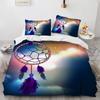 Dream Catcher Duvet Cover Set Colourful Feather Red Flower Romantic Theme Comforter Cover King Full Size for Kid with Pillowcase