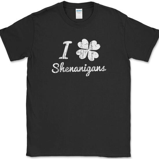 I Clover Shenanigans T-Shirt Funny St Patricks Day Drinking Holiday Beer Tee