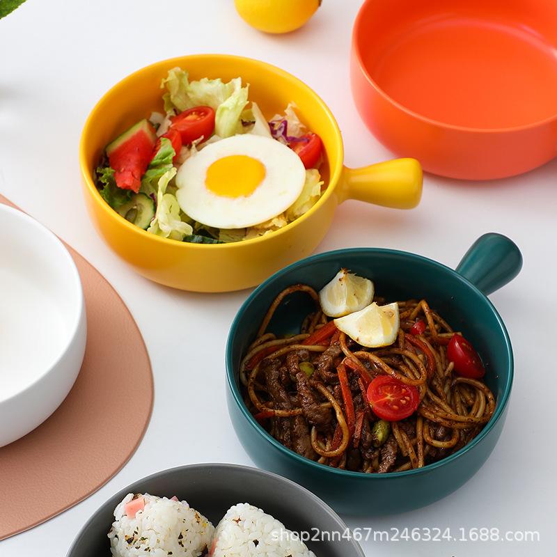 Direct Supply Baking Baked Rice Bowls, Oven-Specific Instant Noodle Bowls, Cheese With Handles, Tableware, Ceramic Salad Bowls, White Porcelain