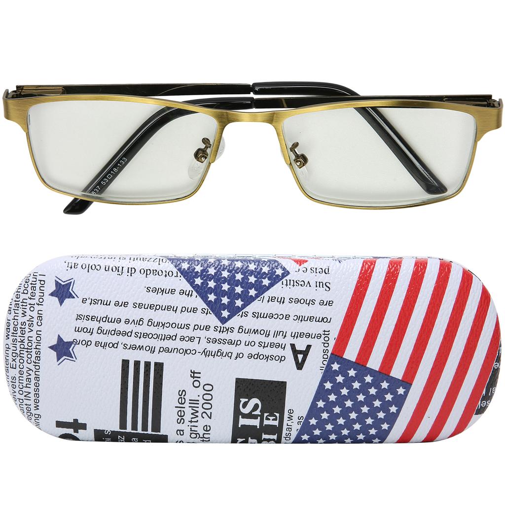 Unisex Blue Light Blocking Reading Glasses Metal Portable Elderly Presbyopic Glasses Bronze