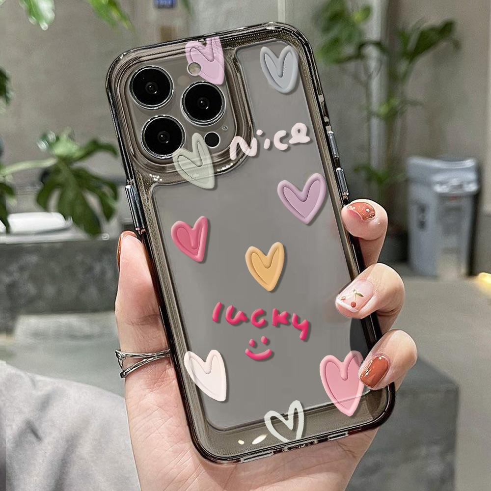 Simple Color Love Is Suitable for iPhone17promax Space Phone Case Apple 16 Transparent 14/15 Niche