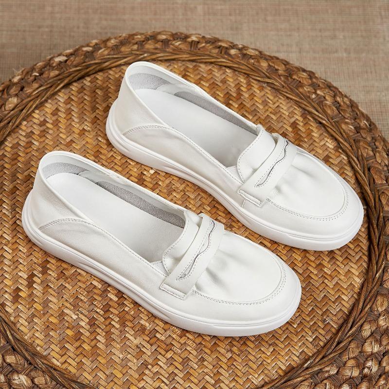 

Натуральная кожа, белые туфли с открытым носком, детские летние новые тонкие и универсальные одинарные туфли на плоской подошве, лоферы 40 белый