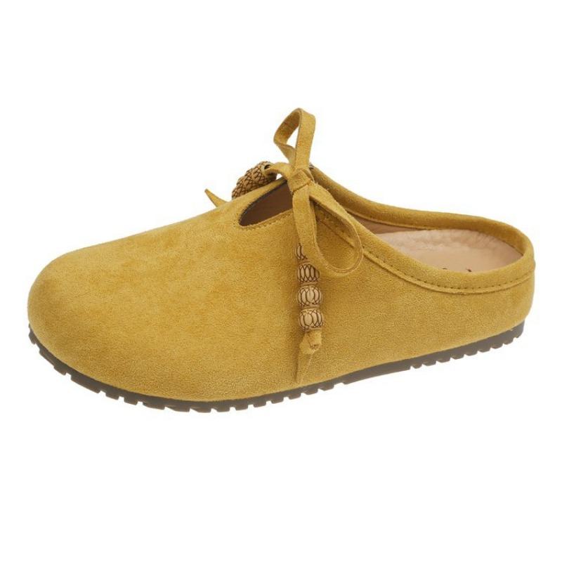 

Big head ugly slippers women s summer new retro soft flat bottom lazy person wearing half slippers with one foot 35