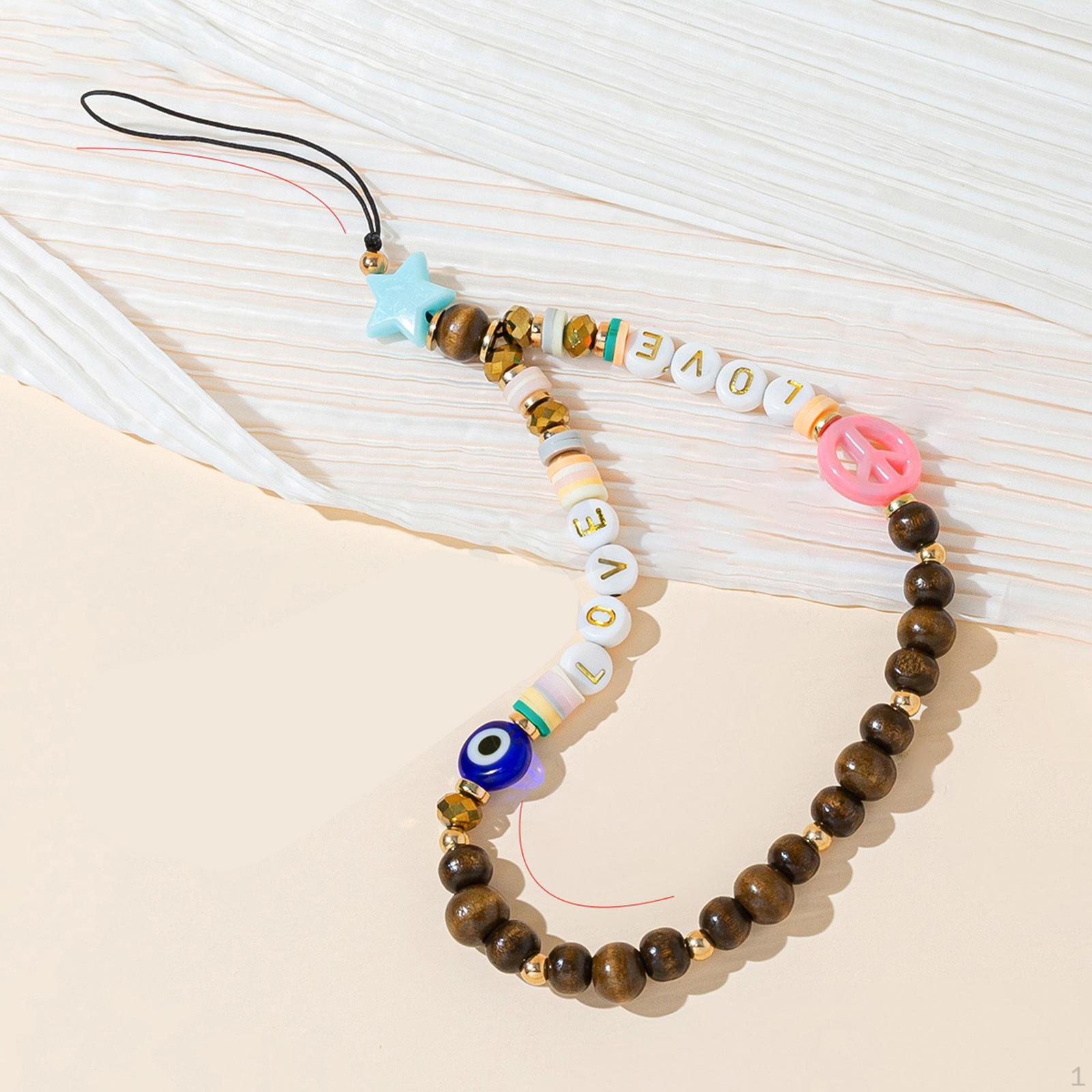 

Beaded Phone Chain Strap Charm Lanyard Fashion Accessory Cute Wrist Pink