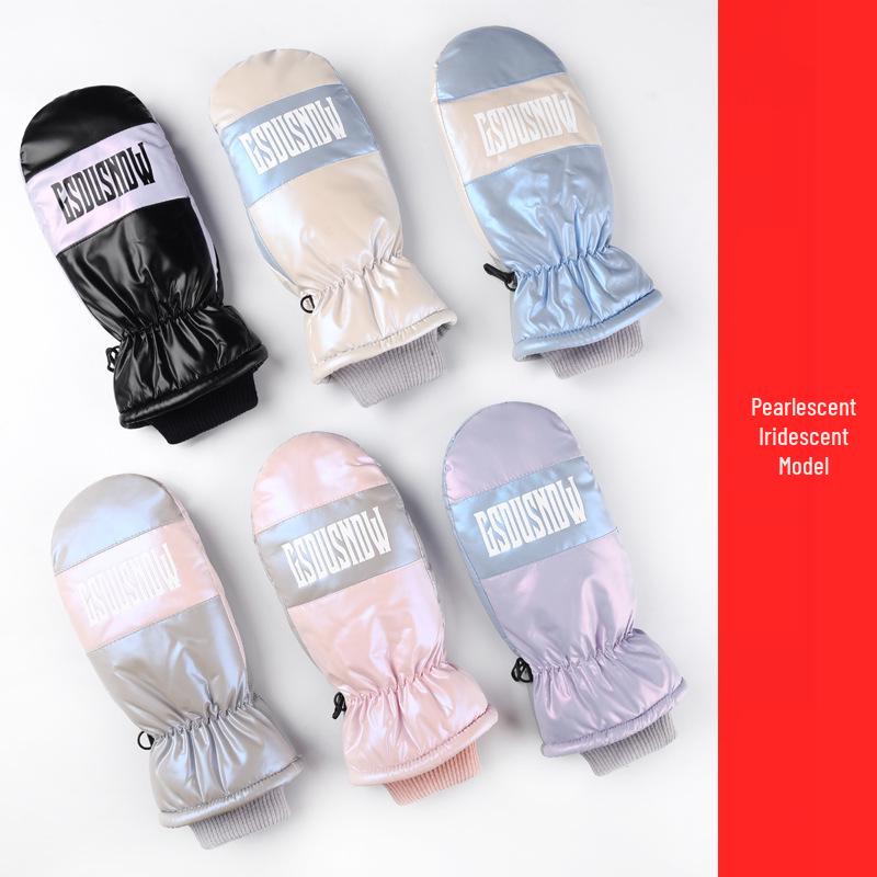 2024 Women's Waterproof Ski Mittens, Fleece-Lined, Warm & Cute, Fingerless for Cycling & Snowboarding