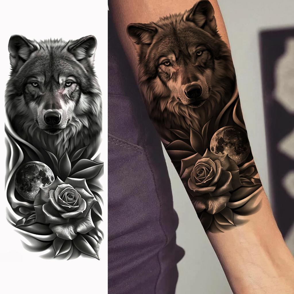 1 Sheet Creative Lion Temporary Tattoos For Men Women Adult, Waterproof Realistic Temp Fake Tattoo Sticker Long Lasting Body Art