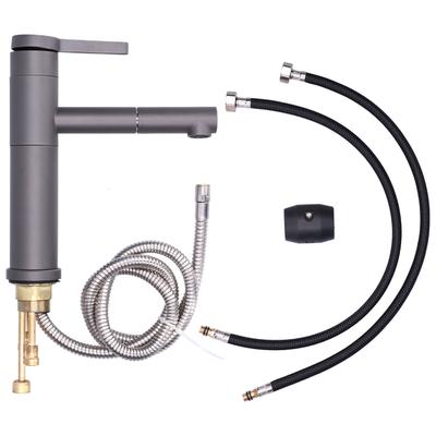 Set Rubinetto a Cascata Estraibile G1/2 per Lavabo Soprapiano Miscelatore Acqua Fredda e Calda con Tubi Flessibili per Casa