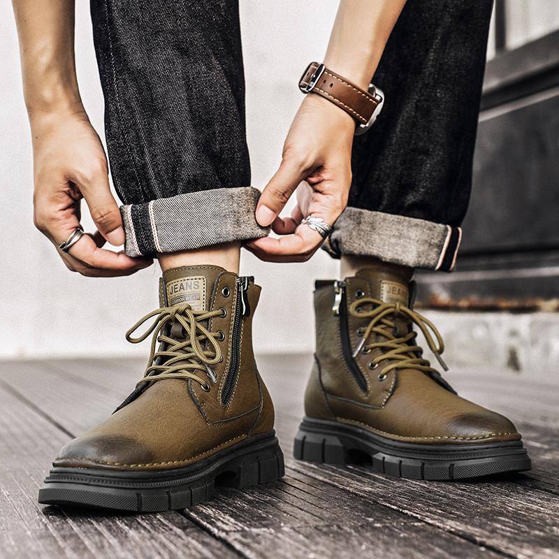 Mode Herbst und Winter Herrenstiefel Trendy minimalistisches Design Outdoor Freizeit Wandern Motorrad Täglich Casual Business High Top Schuhe