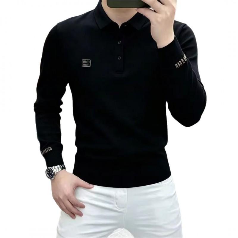 Mens Thermal Brushed Long Sleeve Polo Shirt Casual Loose Fit Middle Aged Men