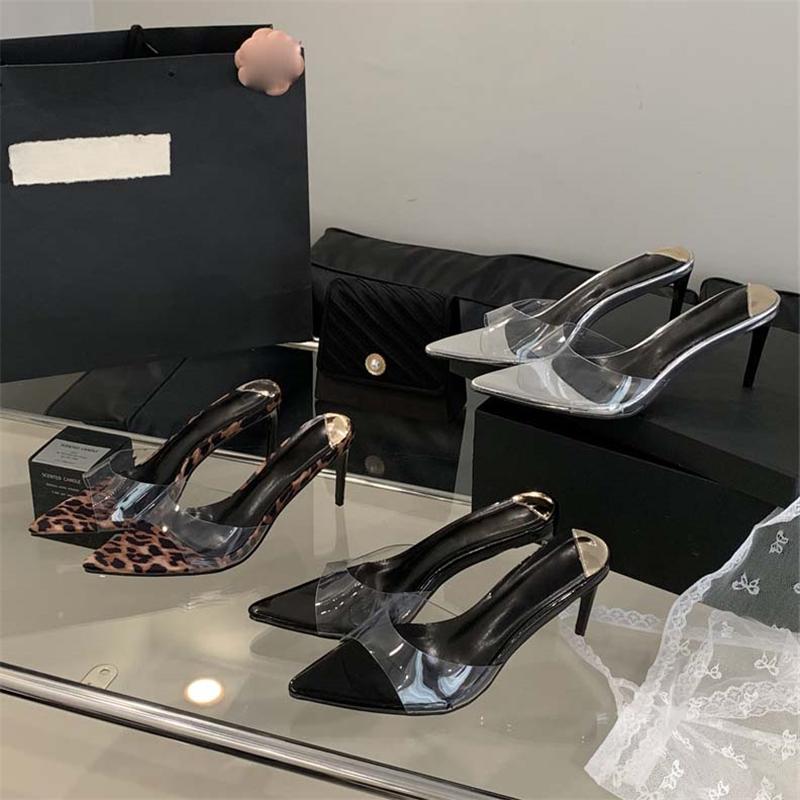 Fashion Eilyken Summer Sexy PVC Transparent Pointed Toe Slippers Women Pointed Toe Stripper Sandals Thin High Heels Slides Shoes