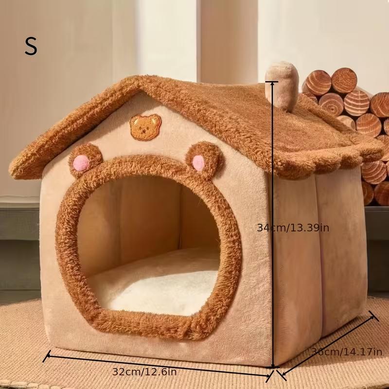 Warm Cat House Bed for Indoor Cats and Small Dogs, Removable Washable Pet Bed House with Soft Cushion, Cozy Winter Pet Sleeping Nest
