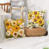 45x45cm Retro Sonnenblumen-bedruckte Kissenhülle Frühling Sommer Gänseblümchen Sonnenblumen Kissenbezug Sonnenblumen Haus Sofa Auto Kissenbezug