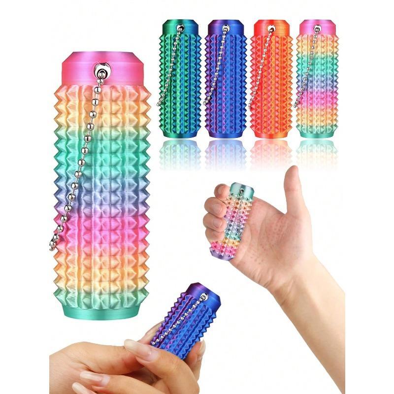 Adult Stress Relief Toy, Portable 3D Printed Breathable Keychain Pendant, 3D Printed Gradient Color Massage Roller, Used For Stress Relief