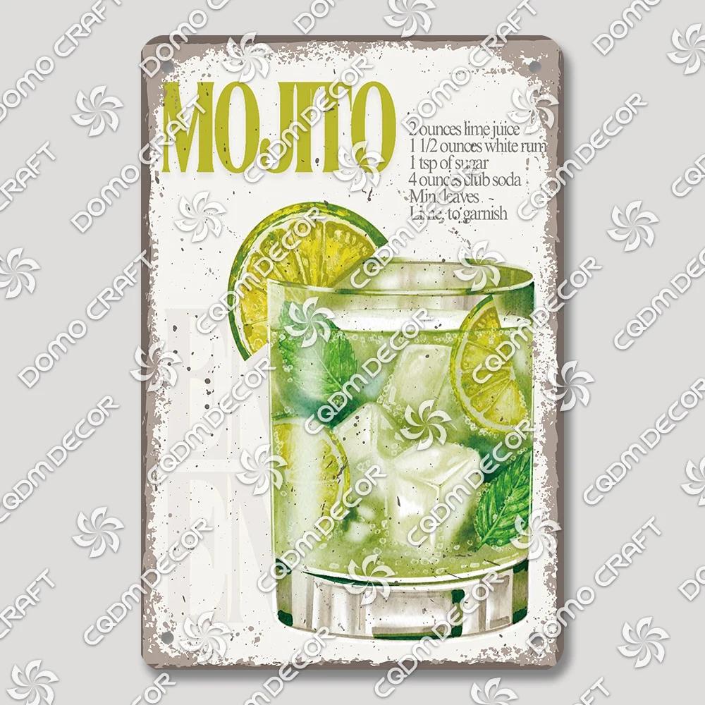 Vintage Drink Metal Tin Sign Wall Decor Mojito Margarita Aperol Spritz Negroni Limoncello  Perfect for Bar Pub Club